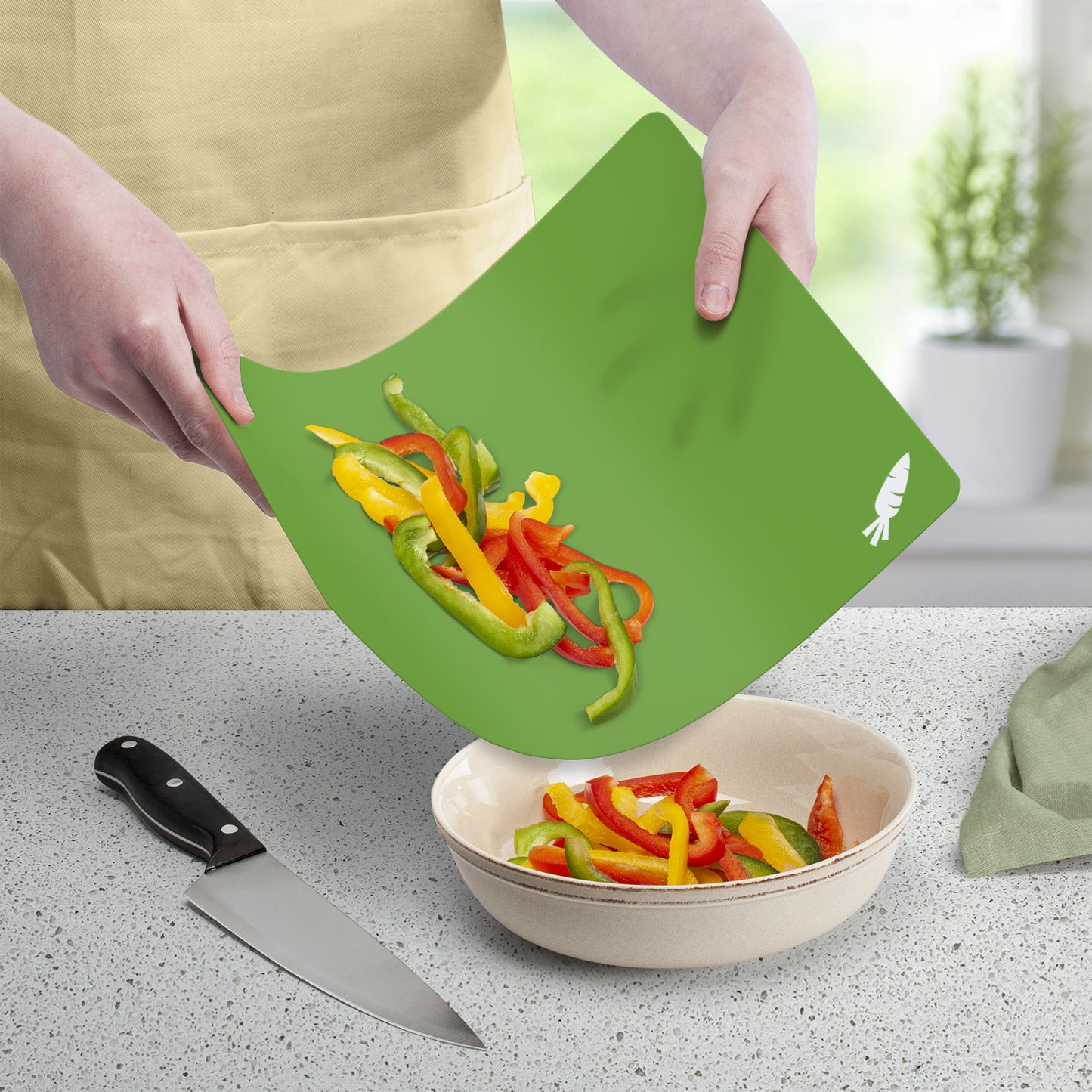 Cut N' Funnel Flexible Cutting Board Mats Set of 4, Assorted Colors, Made in the USA of BPA Free Food Grade Plastic, 11.5” x 15”