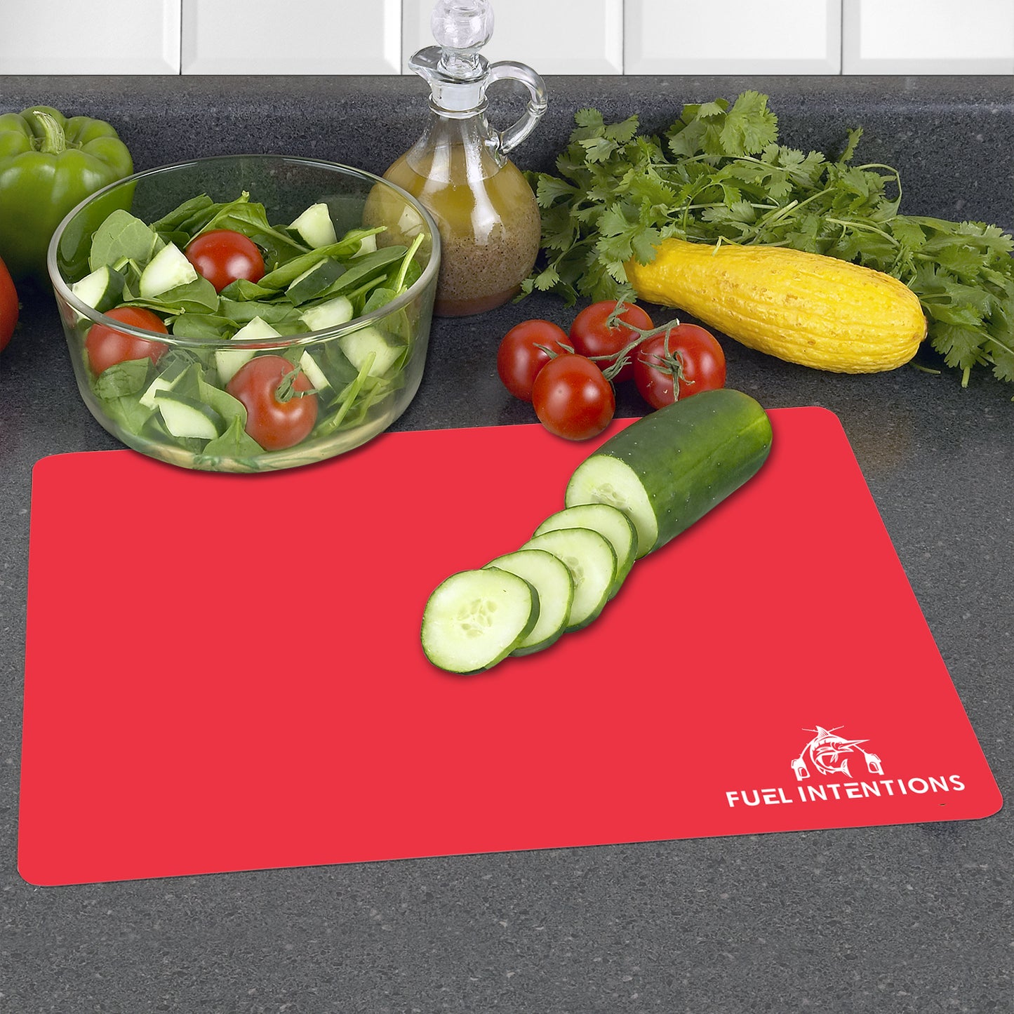 Cut N' Funnel Flexible Cutting Board Mats Set of 4, Assorted Colors, Made in the USA of BPA Free Food Grade Plastic, 11.5” x 15”