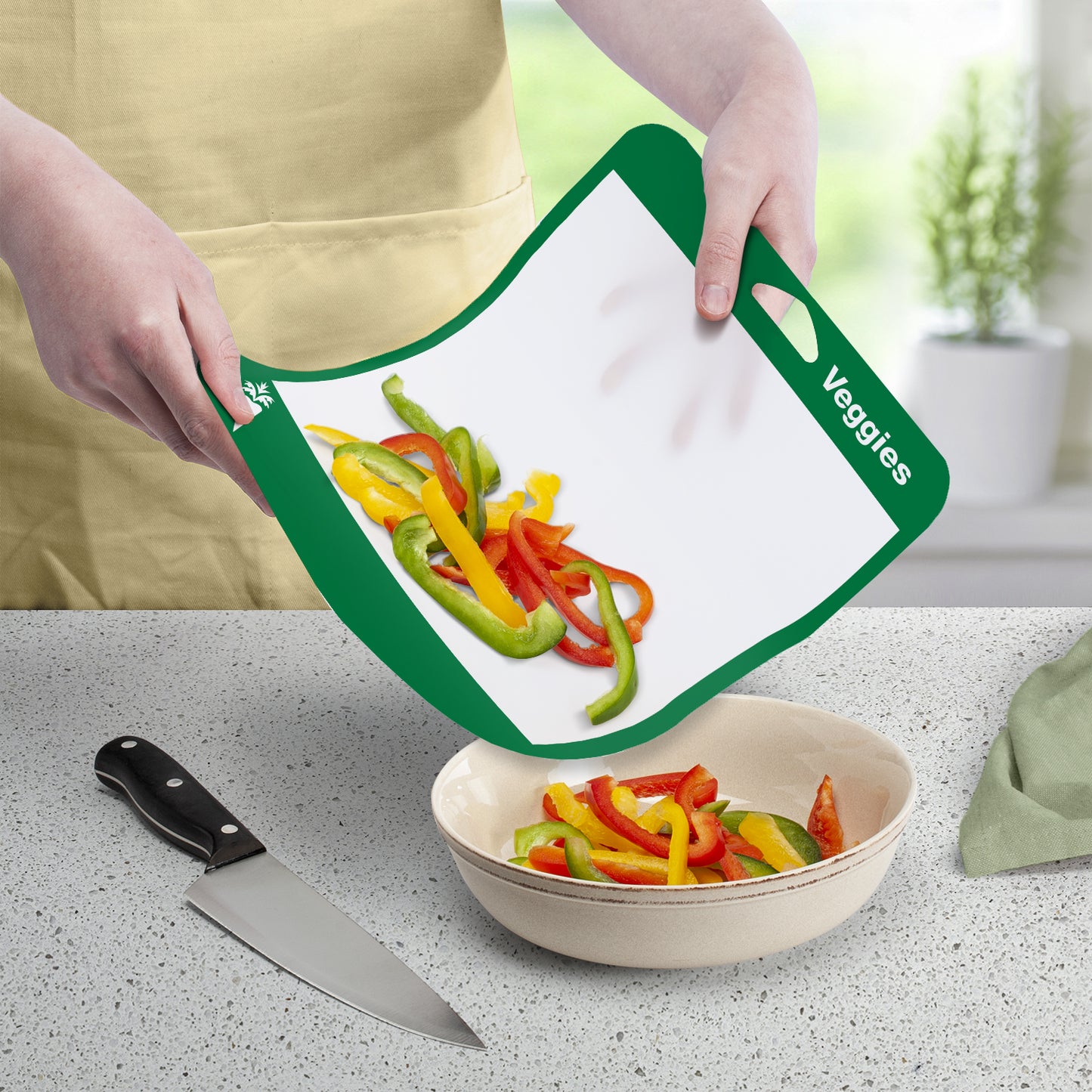 Cut N' Funnel Multi-Color Flexible Plastic Cutting Board Mats 4 Pack Made in the USA Colored Coded, BPA Free, 16” x 12”