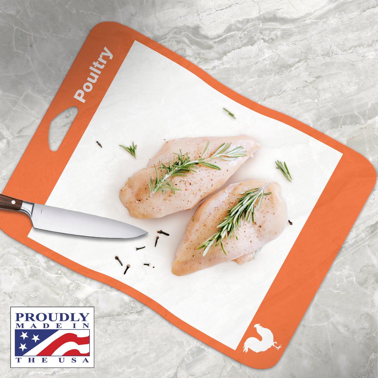 Cut N' Funnel Multi-Color Flexible Plastic Cutting Board Mats 4 Pack Made in the USA Colored Coded, BPA Free, 16” x 12”