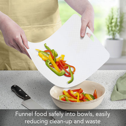 Cut N' Funnel Clear Non-Slip Flexible Plastic Cutting Board Mat 16" by 12" Made in the USA BPA Free Dishwasher Safe