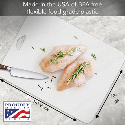 Cut N' Funnel Clear Non-Slip Flexible Plastic Cutting Board Mat 16" by 12" Made in the USA BPA Free Dishwasher Safe