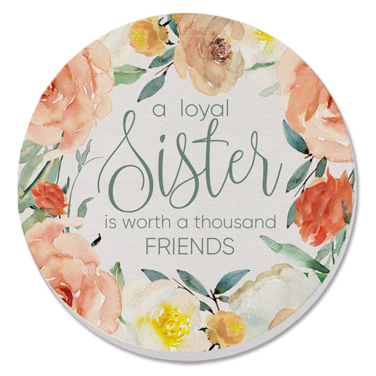 Thirstystone Loyal Sister Single Round Absorbent Stone Coaster with Protective Cork Backing Manufactured in The USA 4" Diameter