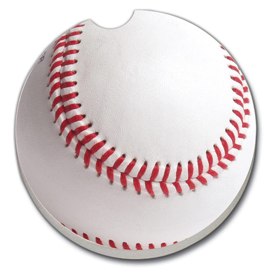 CounterArt Baseball Single Absorbent Stone Coaster for Vehicle Cup Holder 2.6” Diameter Manufactured in The USA