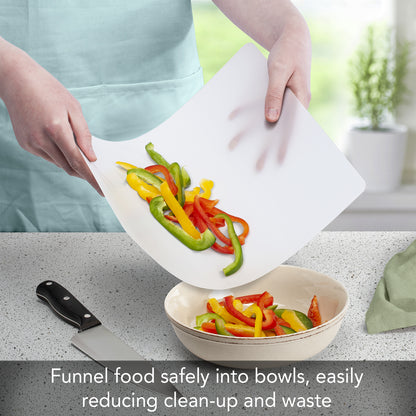 Cut N' Funnel Flexible Cutting Board Mats Set of 2, Clear Frosted, Made in the USA of BPA Free Food Grade Plastic, 11.5” x 15”
