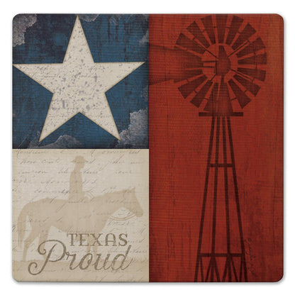 Thirstystone Texas Proud Decorative Heat Tolerant Stone Trivet with Non-Skid Cork Backing 8” Square