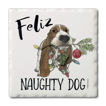 Thirstystone Feliz Naughty Dog Single Tumbled Tile Coaster Manufactured in The USA Adorable, Create Your Own Collection