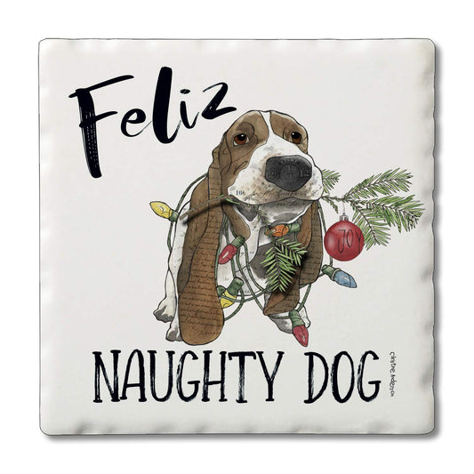 Thirstystone Feliz Naughty Dog Single Tumbled Tile Coaster Manufactured in The USA Adorable, Create Your Own Collection
