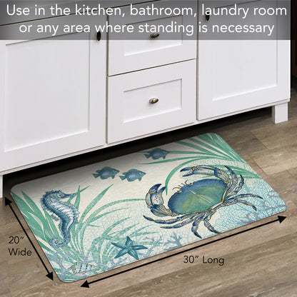 Counterart Oceana 30” x 20” Decorative Vinyl Comfort Floor Mat, Manufactured in The USA, Waterproof, Reduces Muscle Fatigue, Easily Wipes Clean