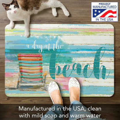 CounterArt Day at The Beach 30” x 20” Decorative Vinyl Comfort Kitchen Floor Mat, Manufactured in The USA