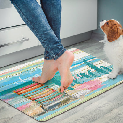 CounterArt Day at The Beach 30” x 20” Decorative Vinyl Comfort Kitchen Floor Mat, Manufactured in The USA