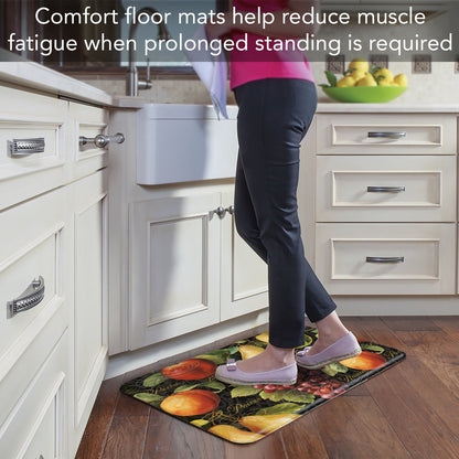 Counterart Gourmet Fruit 30” x 20” Decorative Vinyl Comfort Floor Mat, Manufactured in The USA, Waterproof, Reduces Muscle Fatigue, Easily Wipes Clean