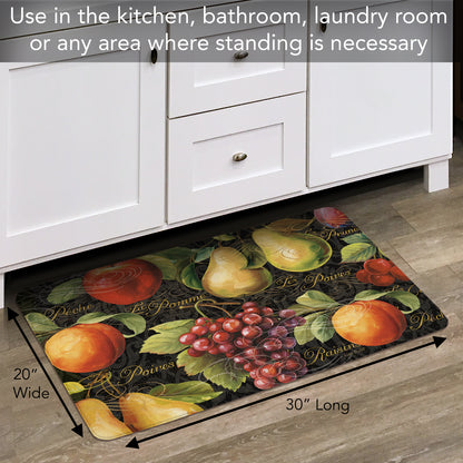 Counterart Gourmet Fruit 30” x 20” Decorative Vinyl Comfort Floor Mat, Manufactured in The USA, Waterproof, Reduces Muscle Fatigue, Easily Wipes Clean
