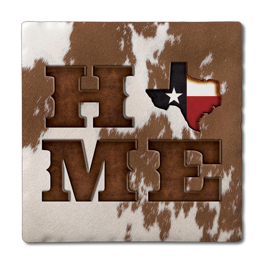 Thirstystone Texas Cowhide Home 4 Pack Tumbled Tile Stone Coasters 4" Square Manufactured in the USA