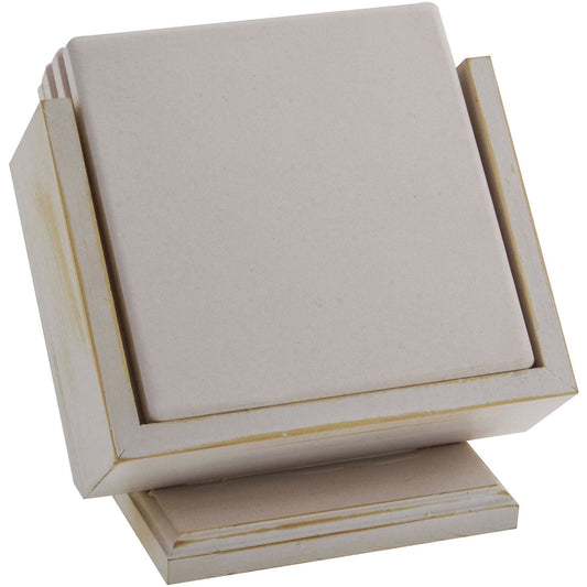 Thirstystone Wooden Pedestal Whitewash Coaster Holder for Square Coasters Will Hold up to 4-4" Square Coasters