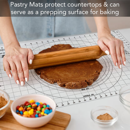 Cut N' Funnel "Today I Will Bake" Large Premium Pastry Mat 24" by 18" Made in the USA Non-slip Food Grade Flexible Plastic for Rolling, Kneading, Shaping and Cutting Dough