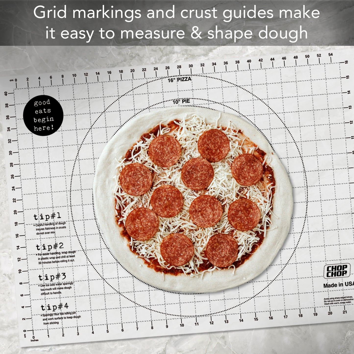 Cut N' Funnel "Today I Will Bake" Large Premium Pastry Mat 24" by 18" Made in the USA Non-slip Food Grade Flexible Plastic for Rolling, Kneading, Shaping and Cutting Dough