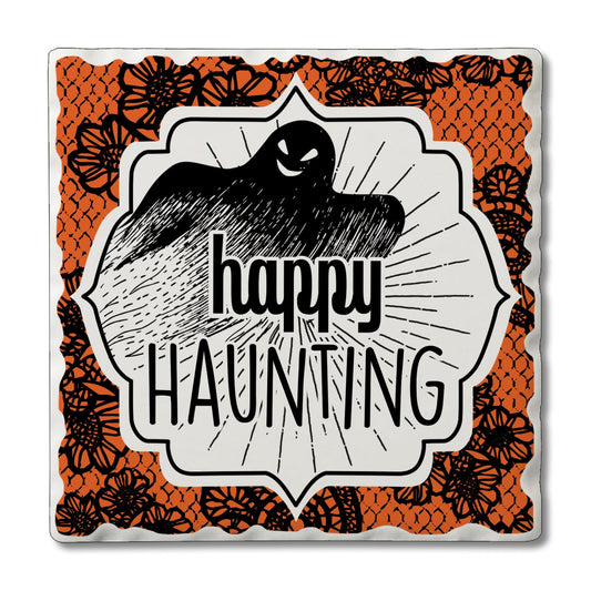 Thirstystone Happy Haunting Single Tumbled Tile Stone Coaster with Protective Cork Backing Manufactured in The USA 4" Square, Colorful, Artistiic, Easily Wipes Clean