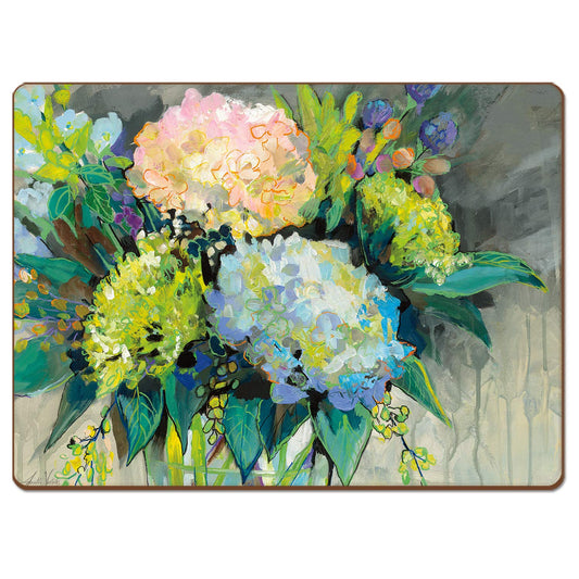Cala Home Garden Hydrangeas Premium Decorative Hardboard Tabletop Placemats 4-Pack Manufactured in The USA Heat Tolerant and Easily Wipes Clean