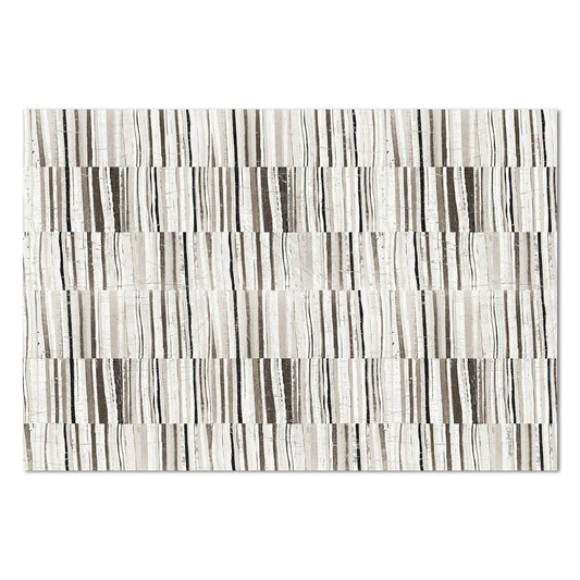 Highland Home Neutral Stripes Deco-Floormat, Decorative Mat, Designer Rug, Waterproof, Low Profile, Eco-Friendly Non Slip, Made in The USA