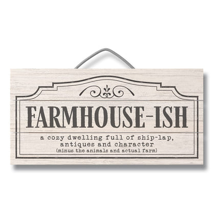 CounterArt "Farmhouse-ish" Decorative Slatted Pallet Wood Sign 12" by 6" Made in the USA