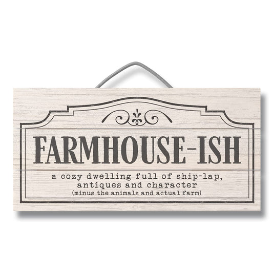 CounterArt "Farmhouse-ish" Decorative Slatted Pallet Wood Sign 12" by 6" Made in the USA
