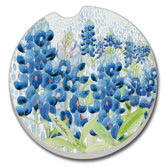 Thirstystone Blue Bonnet Field Single Absorbent Stone Coaster for Vehicle Cup Holder 2.6” Diameter Manufactured in The USA