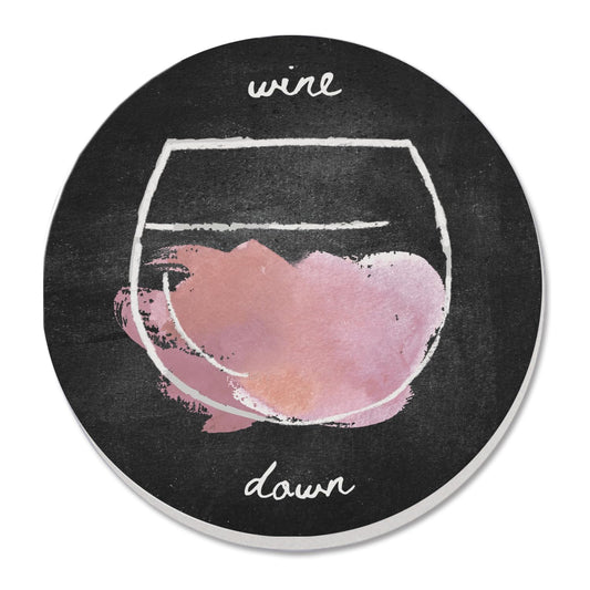 Thirstystone Wine Down Single Round Absorbent Stone Coaster with Protective Cork Backing Manufactured in The USA 4" Diameter