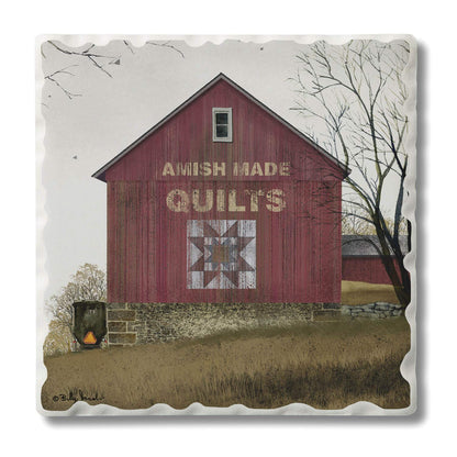 Thirstystone Quilt Barn Single Tumbled Tile Stone Coaster with Protective Cork Backing Manufactured in The USA 4" Square, Artistic, Easily Wipes Clean