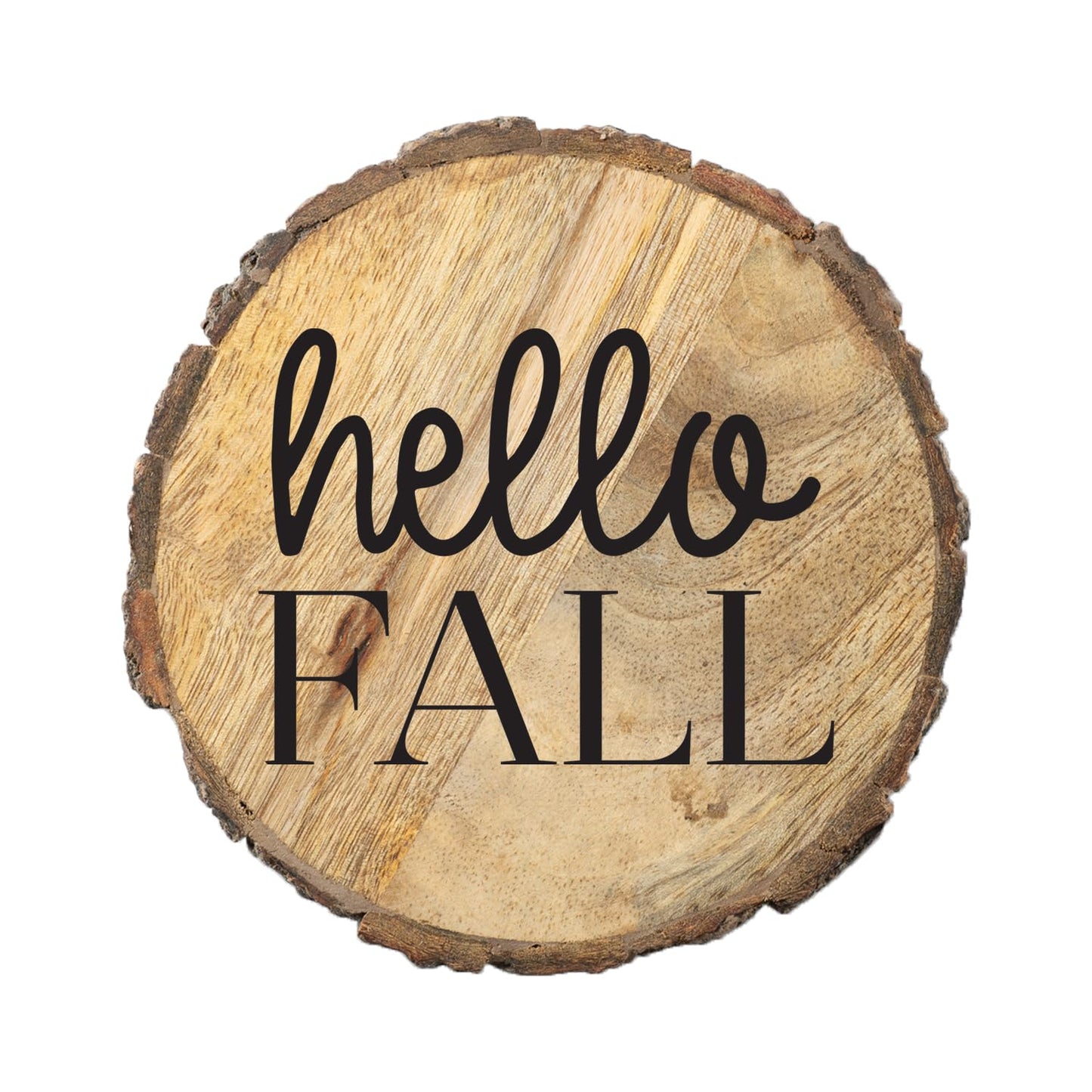Thirstystone Hello Fall 4-Pack Mango Wood Coasters with Bark Edges 4.5" Round Manufactured in The USA