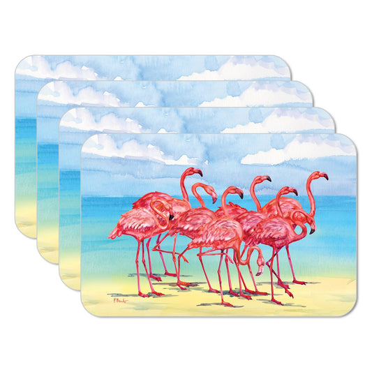 CounterArt Flamingo Horizon 4 Pack Reversible Easy Care Flexible Placemats Made in the USA
