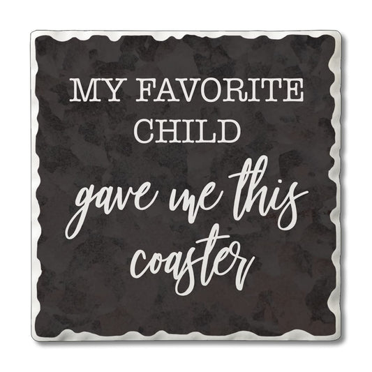 Thirstystone Favorite Child 4 Pack Absorbent Stone Tumbled Tile Coasters with Protective Cork Backing 4" Square Manufactured in The USA Artistic Absorbent Easily Wipes Clean
