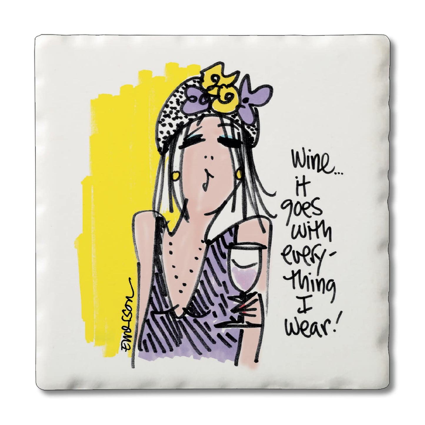 Thirstystone Wine with Everything Single Tumbled Tile Coaster Manufactured in The USA Humorous, Stylish, Single Coasters Allow You to Create Own Set
