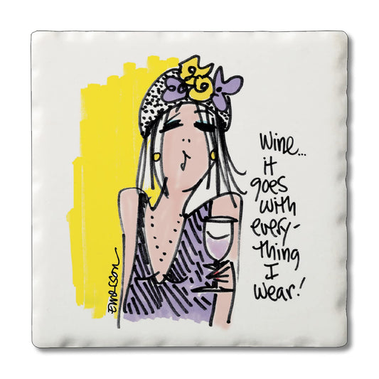 Thirstystone Wine with Everything Single Tumbled Tile Coaster Manufactured in The USA Humorous, Stylish, Single Coasters Allow You to Create Own Set