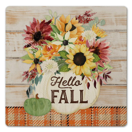 Thirstystone Hello Fall Heat Tolerant Stone Trivet with Non-Skid Cork Backing 8” Square