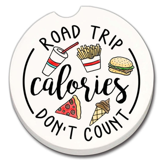 Thirstystone Road Trip Calories Single Absorbent Stone Coaster for Vehicle Cup Holder 2.6” Diameter Manufactured in The USA