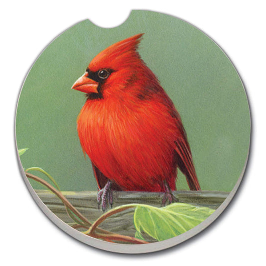 Thirstystone Red Bird Single Absorbent Stone Coaster for Vehicle Cup Holder 2.6” Diameter Manufactured in The USA