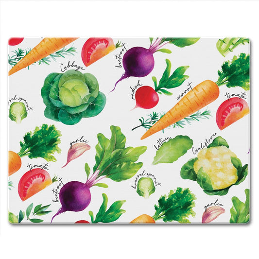 CounterArt Delicious Veggies 3mm Tempered Glass Cutting Board 10” x 8” Manufactured in the USA