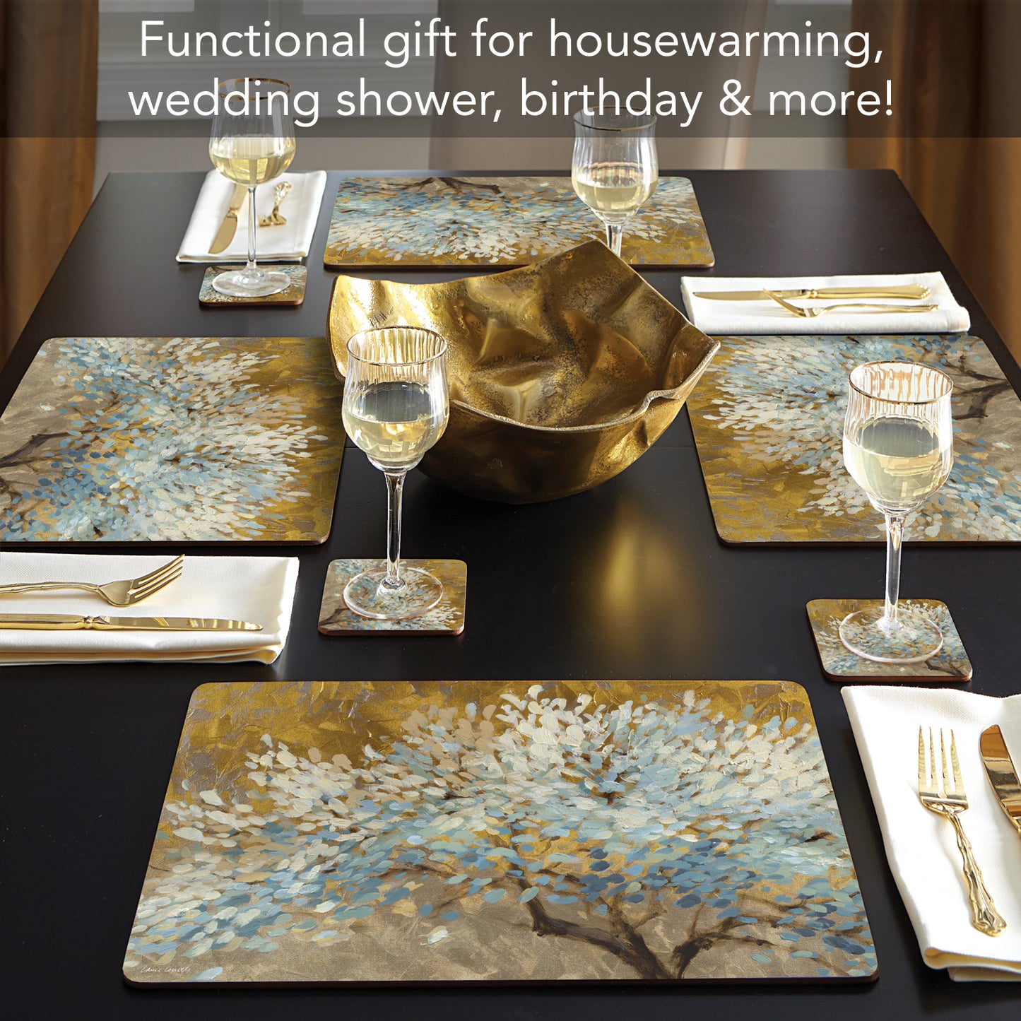 CounterArt A Thousand Lifetimes Premium Decorative Hardboard Tabletop Placemats 4-Pack Manufactured in The USA Heat Tolerant and Easily Wipes Clean