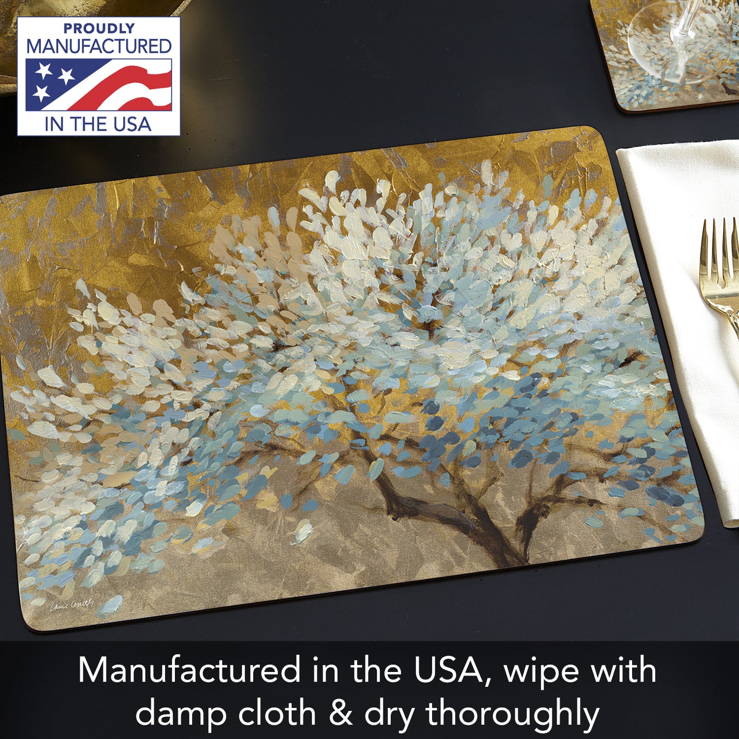 CounterArt A Thousand Lifetimes Premium Decorative Hardboard Tabletop Placemats 4-Pack Manufactured in The USA Heat Tolerant and Easily Wipes Clean