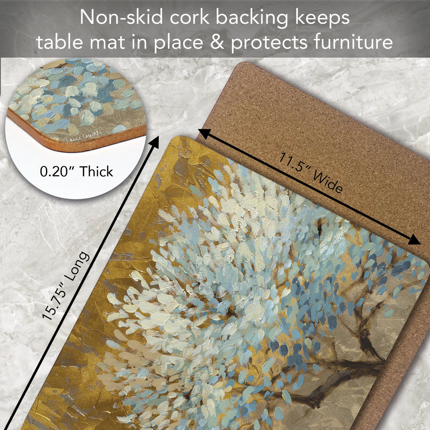 CounterArt A Thousand Lifetimes Premium Decorative Hardboard Tabletop Placemats 4-Pack Manufactured in The USA Heat Tolerant and Easily Wipes Clean