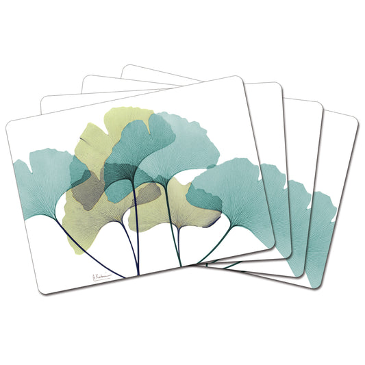 Cala Home Gingko Premium Decorative Hardboard Placemats 4 Pack Manufactured in the USA