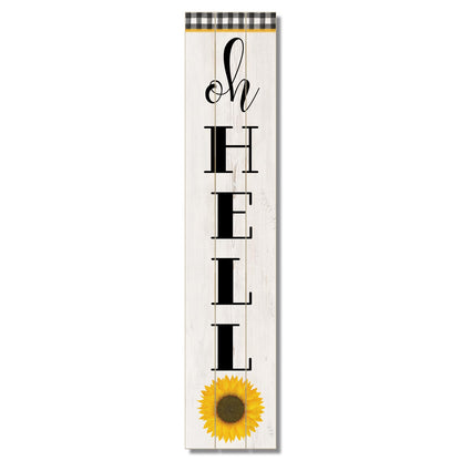 CounterArt "Oh Hello" Vertical Decorative Indoor/Outdoor Pallet Wood Sign 36" by 7.5" Made in the USA
