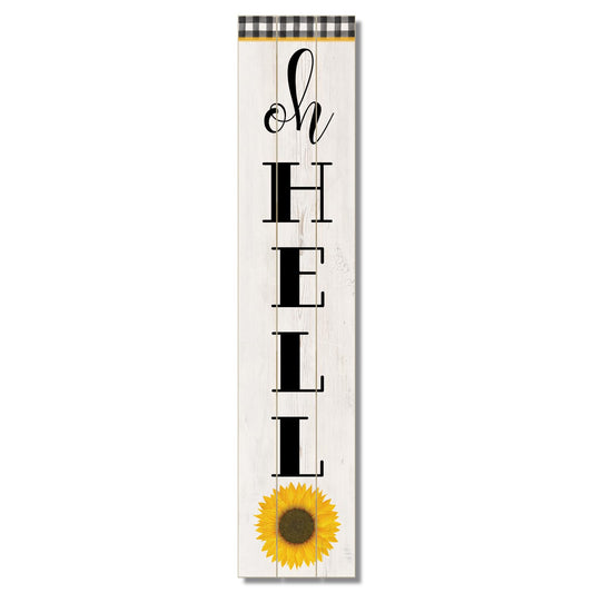 CounterArt "Oh Hello" Vertical Decorative Indoor/Outdoor Pallet Wood Sign 36" by 7.5" Made in the USA
