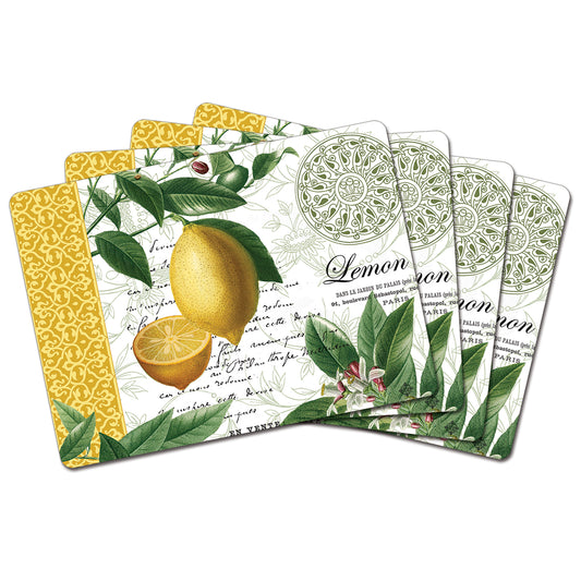 Cala Home Citron Premium Decorative Hardboard Placemats 4 Pack Manufactured in the USA