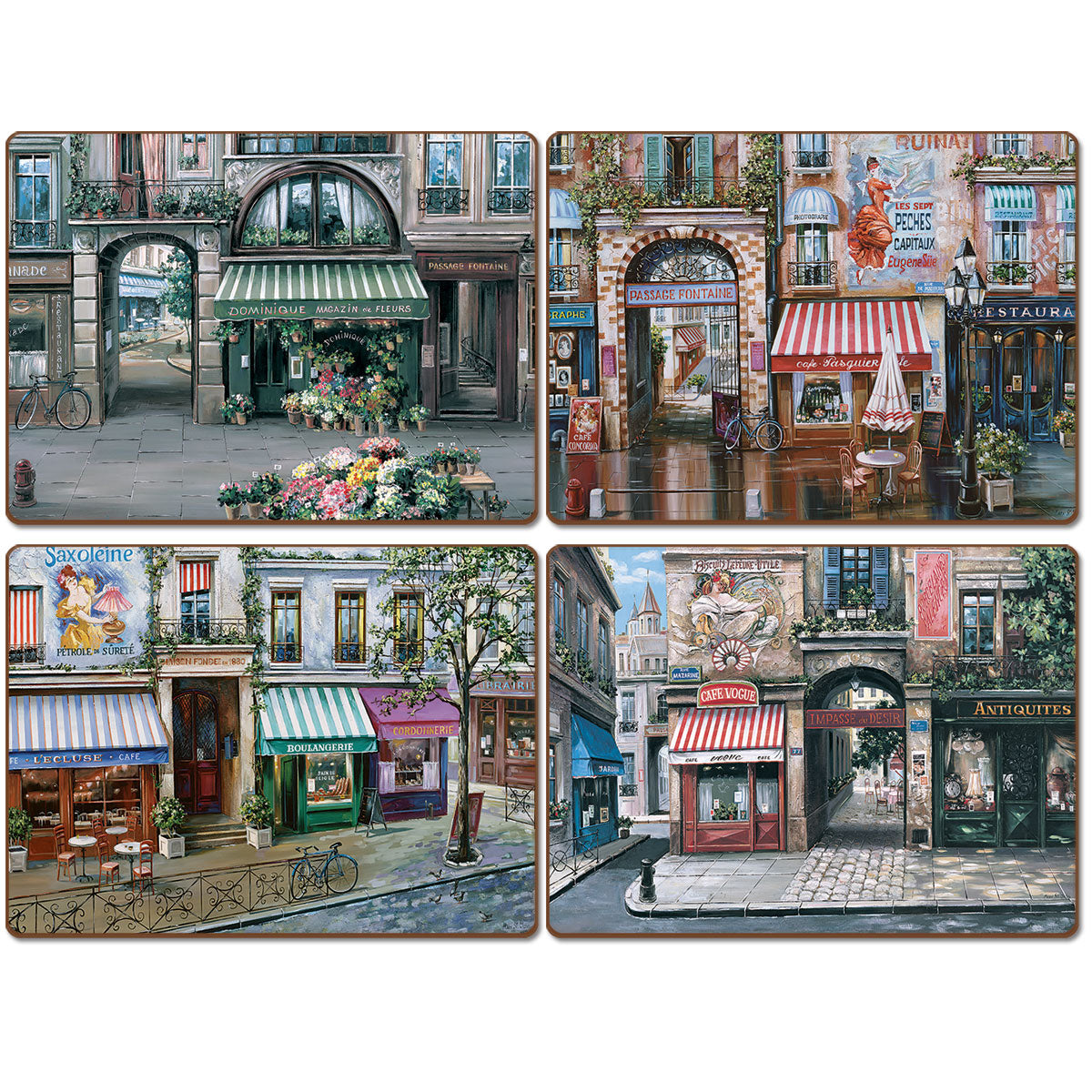 Cala Home Village Square Premium Decorative Hardboard Placemats 4 Pack Manufactured in the USA