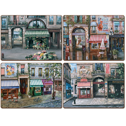 Cala Home Village Square Premium Decorative Hardboard Placemats 4 Pack Manufactured in the USA