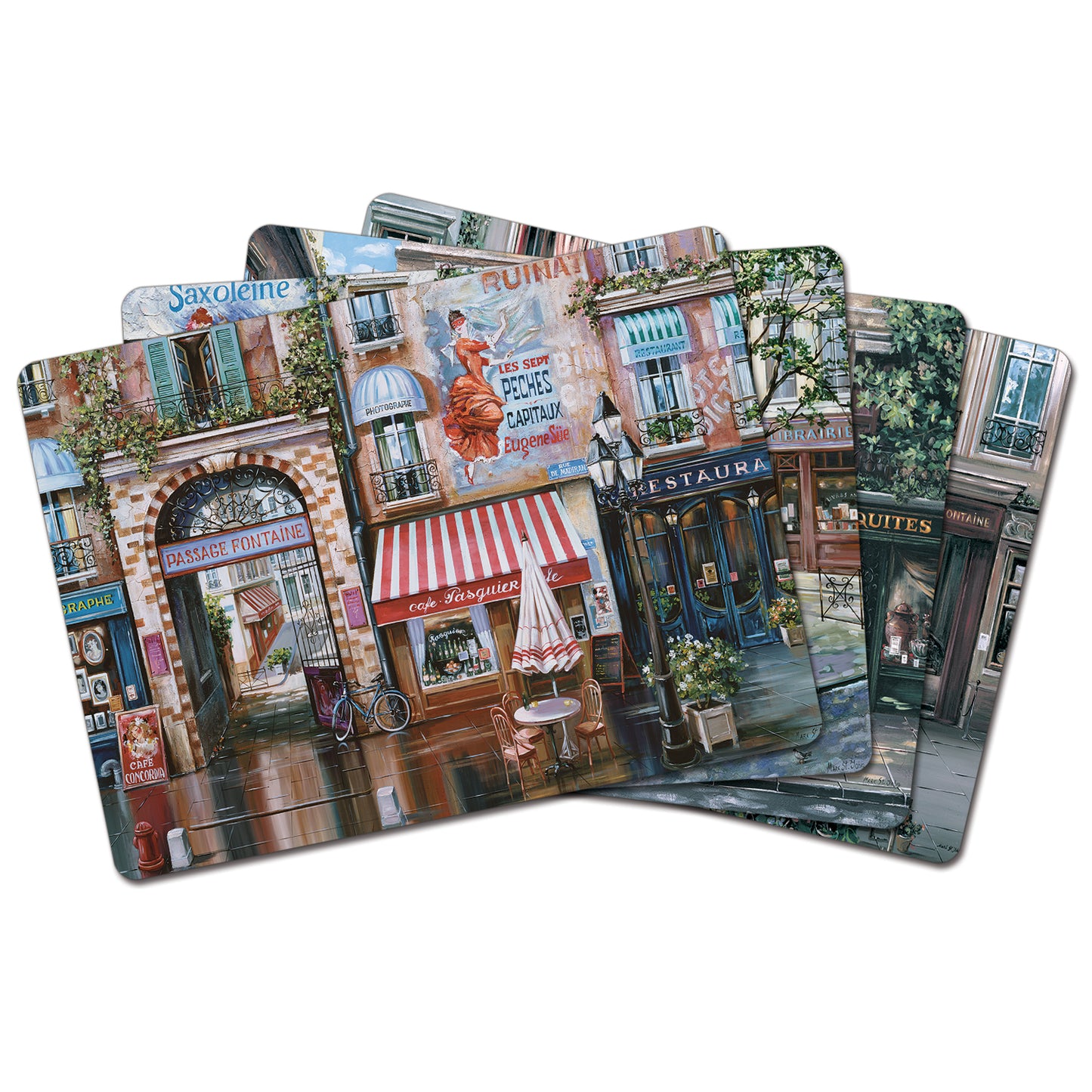 Cala Home Village Square Premium Decorative Hardboard Placemats 4 Pack Manufactured in the USA