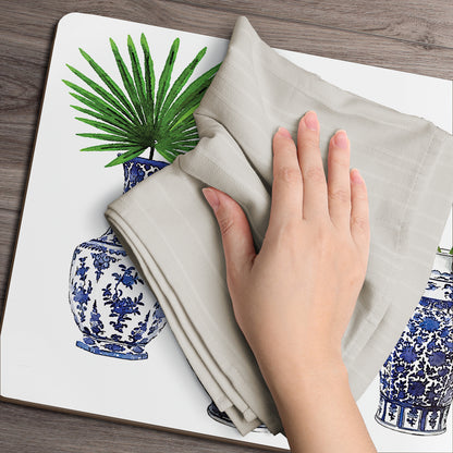 Cala Home Blue Delft Vases Premium Decorative Hardboard Tabletop Placemats 4-Pack Manufactured in The USA Heat Tolerant and Easily Wipes Clean