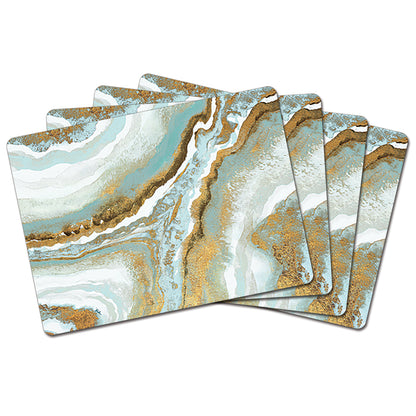 Cala Home Teal Agate Premium Decorative Hardboard Placemats 4 Pack Manufactured in the USA